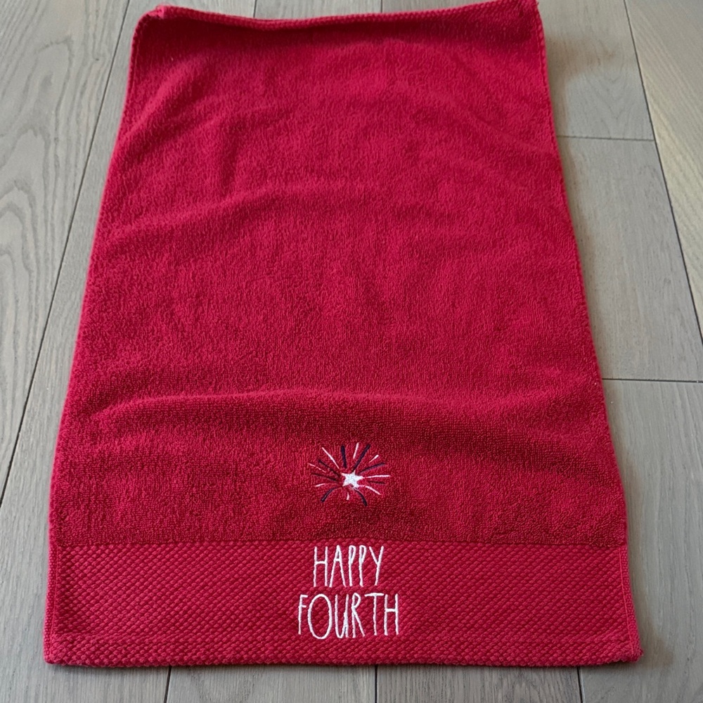 Rae Dunn Red 'Happy Fourth' Bath Hand Towel